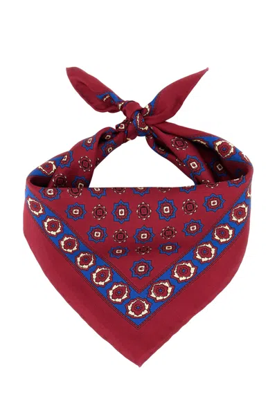 Valentino Silk Scarf In Bordeaux/bluette/beige