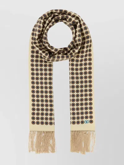 VALENTINO SILK SCARF FEATURING FRINGE DETAIL AND PATTERNED DESIGN