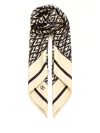 Valentino Chevron Pattern Silk Square Scarf In Neutral