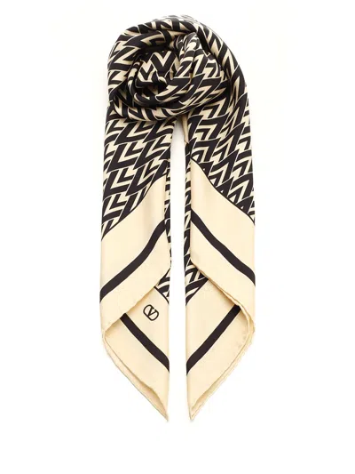 Valentino Silk Scarf Scarves And Foulards Multicolor In Navy Crema