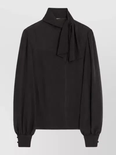 Valentino Silk Scarf-neck Blouse In Black