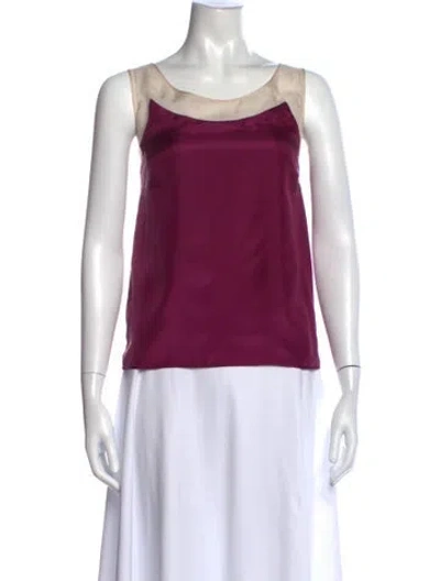 Pre-owned Valentino Silk Scoop Neck Top In Purple