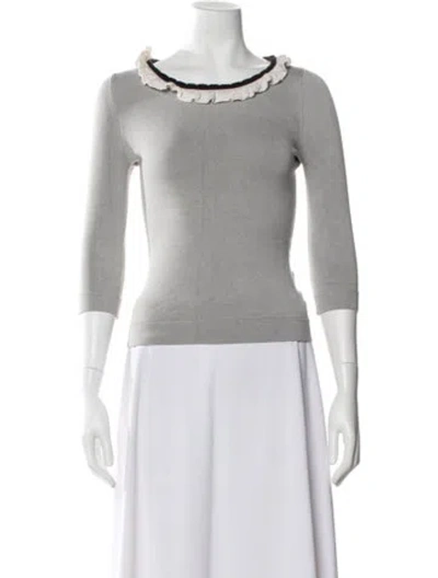 Pre-owned Valentino Silk Scoop Neck Top In White