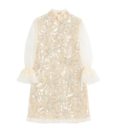 Valentino Silk Sequined Mini Dress In Nude