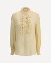 Valentino Draped Silk Mandarin Collar Blouse