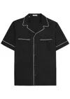 Valentino Piped-trim Silk Bowling Shirt In Black