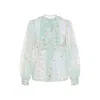 Valentino Silk Shirt With Balloon Sleeves And Floral Print In Blue