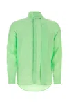 Valentino Silk Shirt With Long Sleeves And High Collar In Green