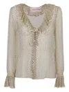 Valentino Polka Dot Printed Ruffled Top In Neutrals