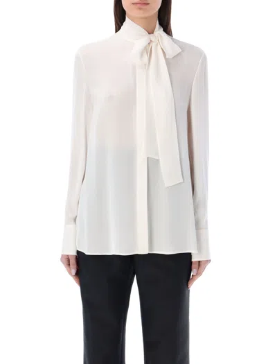 Valentino Silk Bow-tie Shirt In White