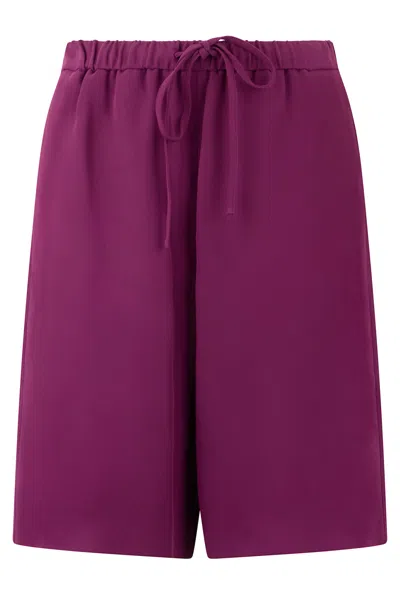 Valentino Silk Shorts In Purple