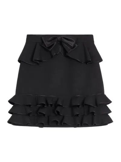 Valentino Silk Skirt In Black