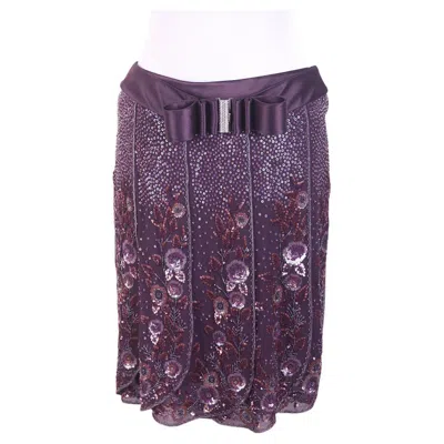 Pre-owned Valentino Silk Skirt With Beaded Embroidery In Black