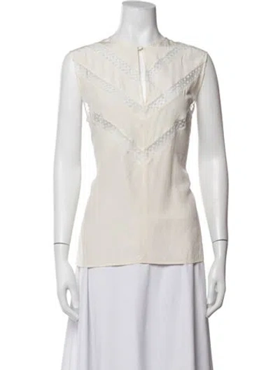 Pre-owned Valentino Silk Sleeveless Blouse In White