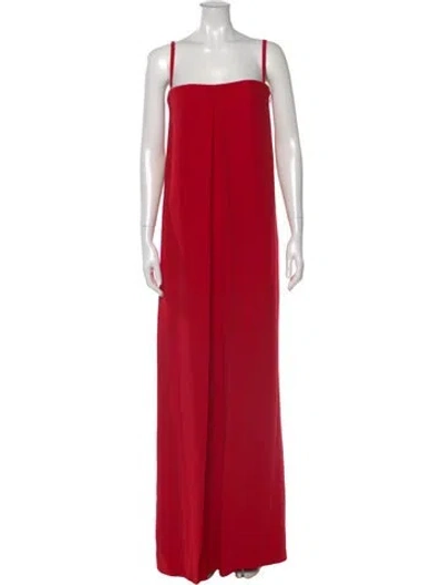 Pre-owned Valentino Silk Square Neckline Jumpsuit In Red