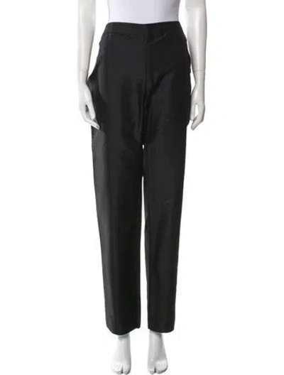 Pre-owned Valentino Silk Straight Leg Pants In Black