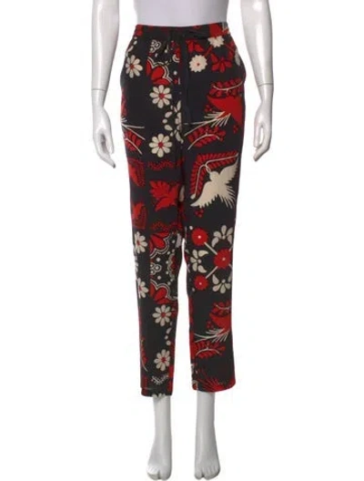 Pre-owned Valentino Silk Straight Leg Pants In Black