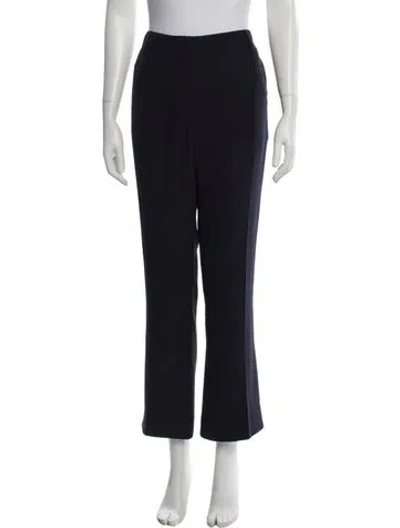Pre-owned Valentino Silk Straight Leg Pants In Blue