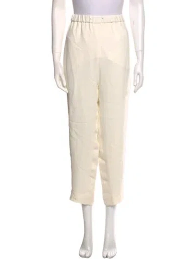 Pre-owned Valentino Silk Straight Leg Pants In Neutral