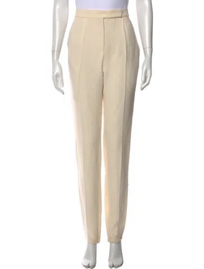 Pre-owned Valentino Silk Straight Leg Pants In Neutral
