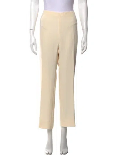 Pre-owned Valentino Silk Straight Leg Pants In Neutrals