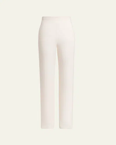 Valentino Silk Straight Trousers In Vanilla