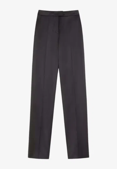 Valentino Silk Straight-leg Tailored Pants In Black