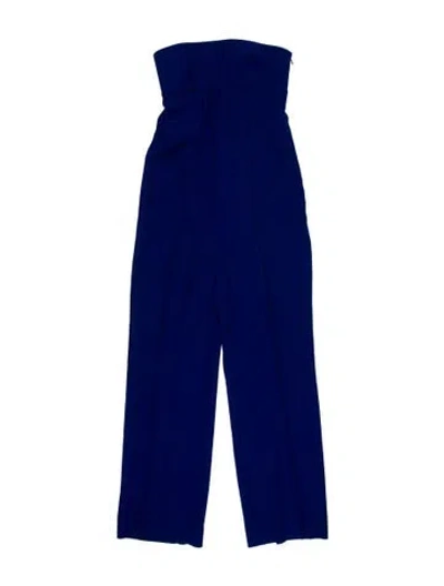 Pre-owned Valentino Silk Strapless Jumpsuit In Blue