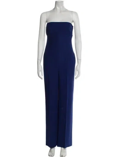 Pre-owned Valentino Silk Strapless Jumpsuit In Blue