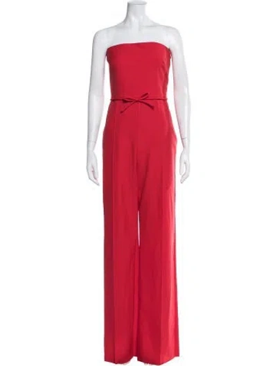 Pre-owned Valentino Silk Strapless Jumpsuit W/ Tags In Red