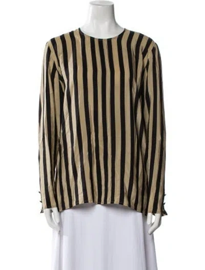 Pre-owned Valentino Silk Striped Blouse In Neutral