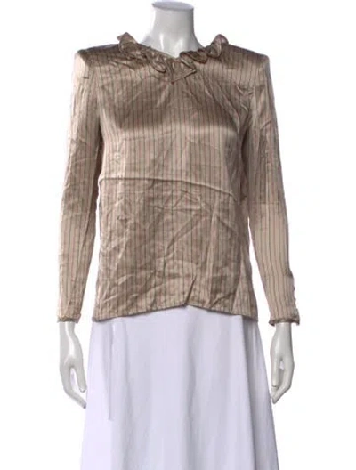 Pre-owned Valentino Silk Striped Blouse In Neutrals