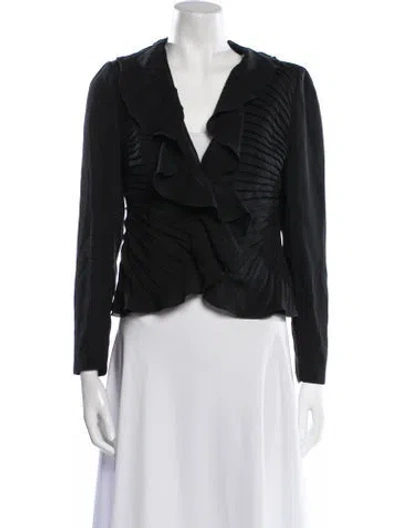 Pre-owned Valentino Silk Striped Evening Jacket In Black