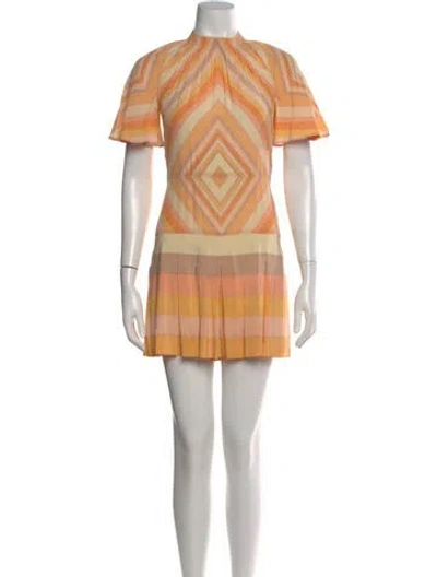 Pre-owned Valentino Silk Striped Jumpsuit In Orange