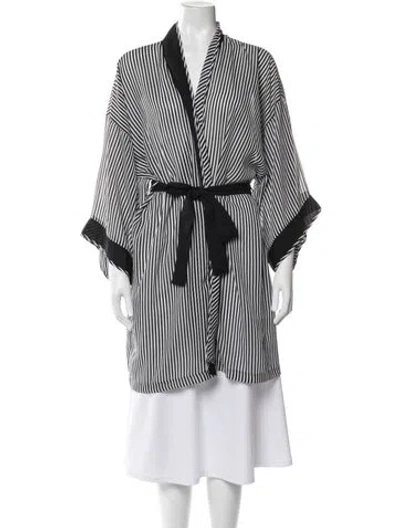 Pre-owned Valentino Silk Striped Robe In Multicolor