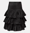 Valentino Ruffled Taffeta Skirt Woman Black 42 In Black