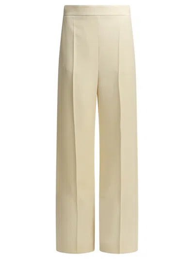 Valentino Silk Tailored Pants Wide Leg Pleated In Gold
