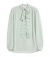 Valentino Silk Blouse With Bow Detail In Green