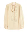 Valentino Silk Tasselled-pussybow Blouse In Nude