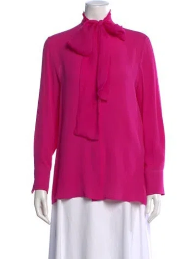 Pre-owned Valentino Silk Tie Neck Blouse In Pink