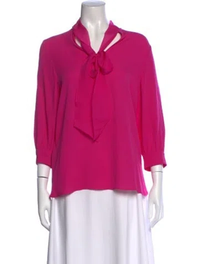 Pre-owned Valentino Silk Tie Neck Blouse In Pink