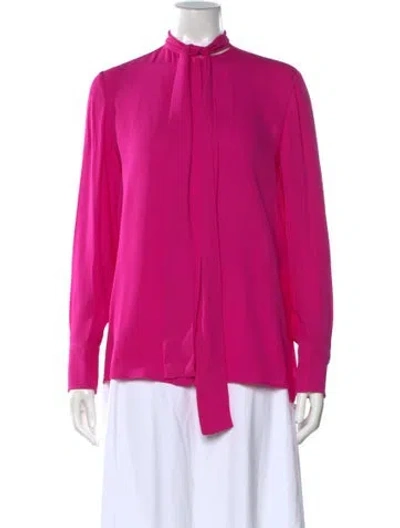 Pre-owned Valentino Silk Tie Neck Blouse In Pink