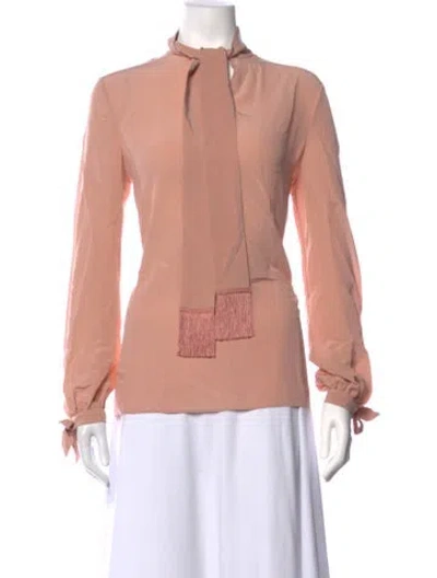 Pre-owned Valentino Silk Tie Neck Blouse In Pink