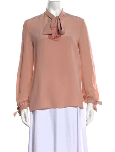 Pre-owned Valentino Silk Tie Neck Blouse In Pink