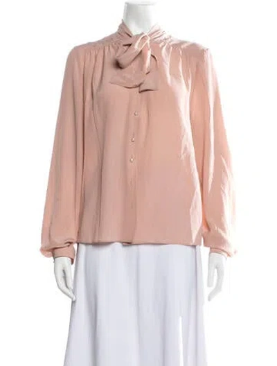 Pre-owned Valentino Silk Tie Neck Blouse In Pink