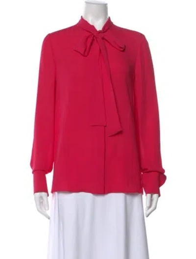 Pre-owned Valentino Silk Tie Neck Blouse W/ Tags In Pink