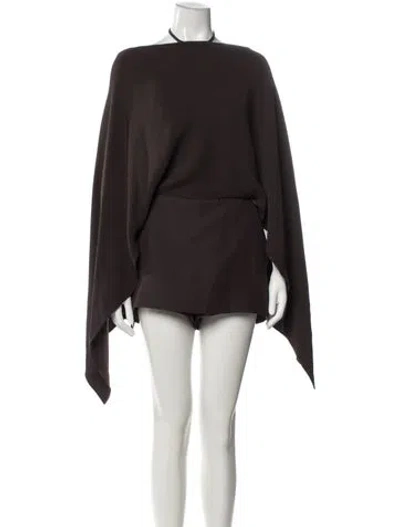 Pre-owned Valentino Silk Tie Neck Jumpsuit In Brown