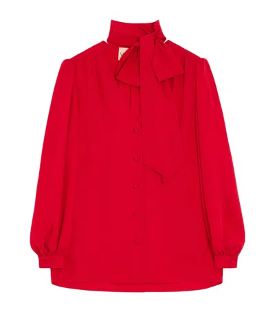 Valentino Silk Tie-detail Blouse In Red