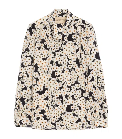 Valentino Silk Tie-neck Blouse In Neutral