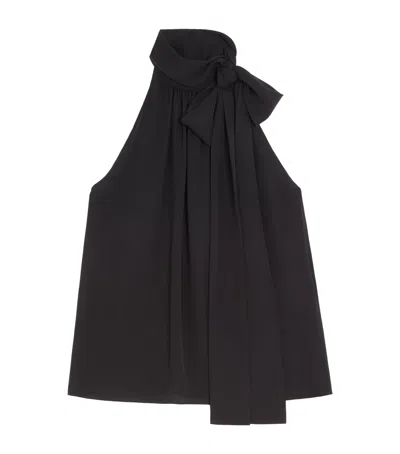 Valentino Silk Tie-neck Top In Black